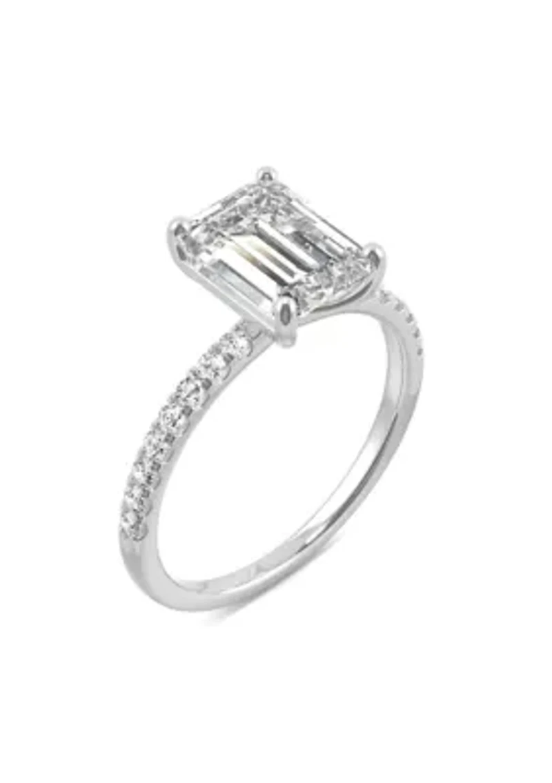 3/4 ct. t.w. Lab Created Moissanite Emerald Cut Engagement Ring 14k White Gold