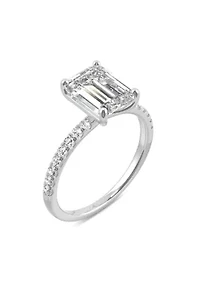 3/4 ct. t.w. Lab Created Moissanite Emerald Cut Engagement Ring 14k White Gold
