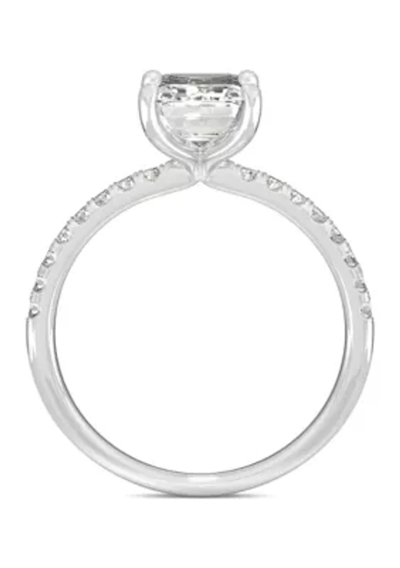 3/4 ct. t.w. Lab Created Moissanite Emerald Cut Engagement Ring 14k White Gold