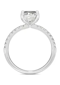 3/4 ct. t.w. Lab Created Moissanite Emerald Cut Engagement Ring 14k White Gold