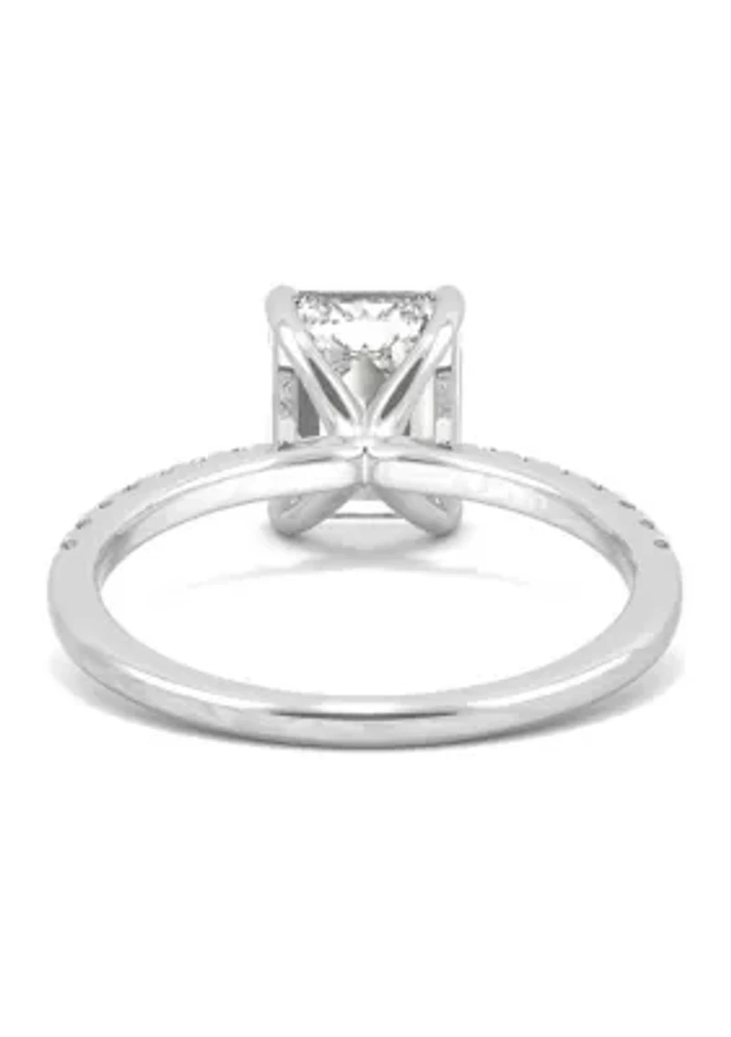 3/4 ct. t.w. Lab Created Moissanite Emerald Cut Engagement Ring 14k White Gold