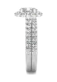 7/8 ct. t.w. Lab Created Moissanite Halo Bridal Set 14k White Gold