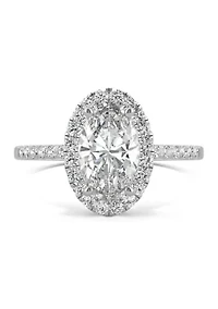 ct. t.w. Lab Created Moissanite Oval Halo Engagement Ring 14k White Gold