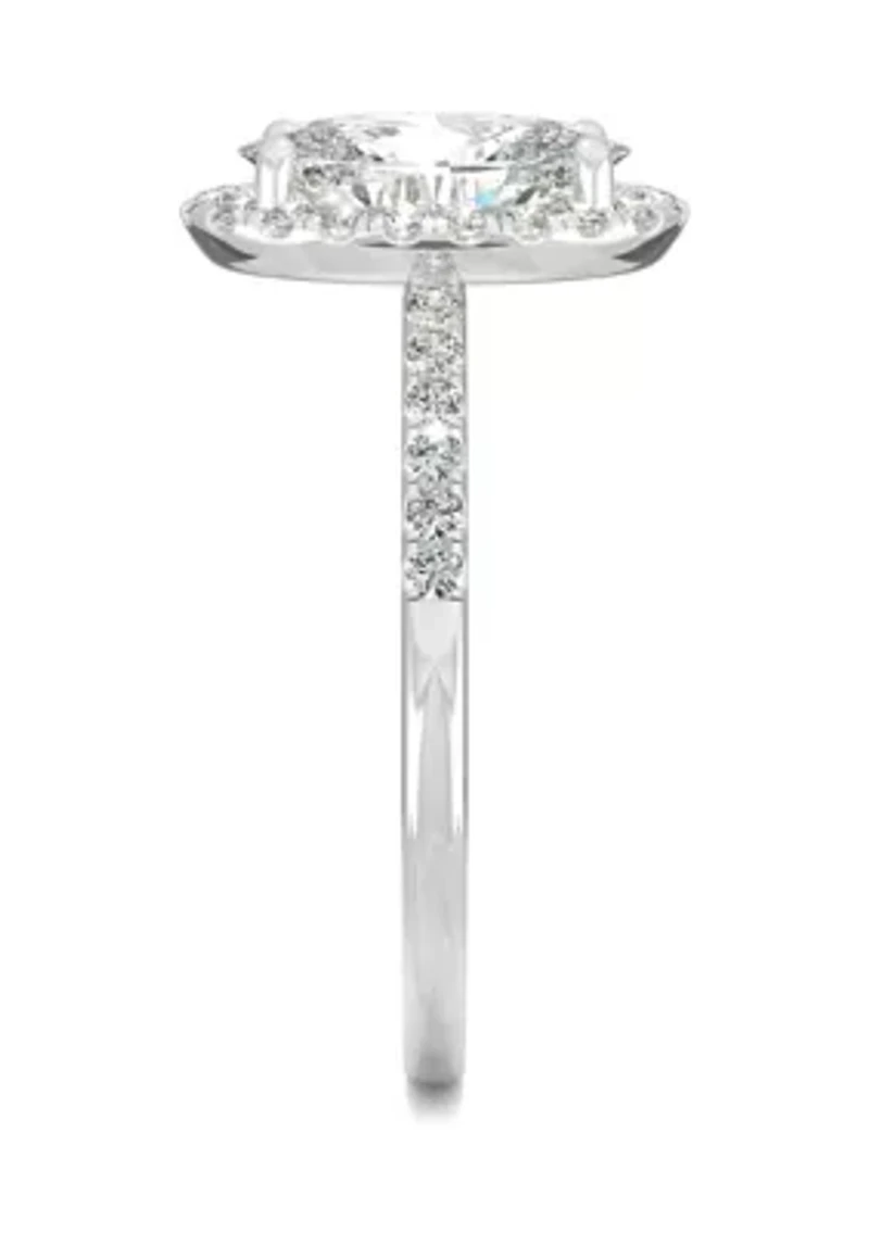 ct. t.w. Lab Created Moissanite Oval Halo Engagement Ring 14k White Gold
