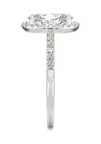 ct. t.w. Lab Created Moissanite Oval Halo Engagement Ring 14k White Gold