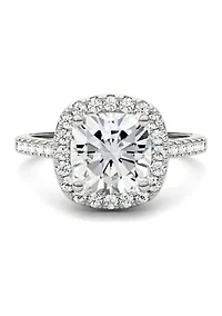 7/8 ct. t.w. Lab Created Moissanite Cushion Halo Engagement Ring 14k White Gold