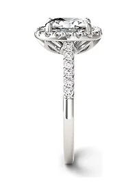 7/8 ct. t.w. Lab Created Moissanite Cushion Halo Engagement Ring 14k White Gold