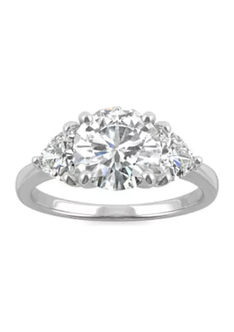 3/4 ct. t.w. Lab Created Moissanite Three Stone Ring 14k White Gold