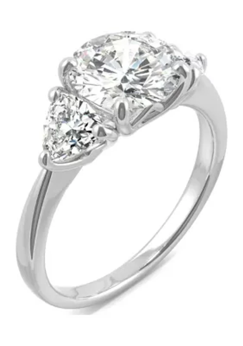 3/4 ct. t.w. Lab Created Moissanite Three Stone Ring 14k White Gold