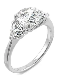3/4 ct. t.w. Lab Created Moissanite Three Stone Ring 14k White Gold