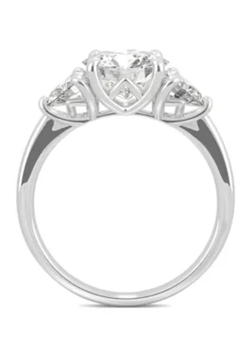 3/4 ct. t.w. Lab Created Moissanite Three Stone Ring 14k White Gold