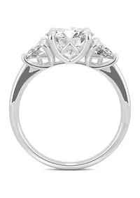 3/4 ct. t.w. Lab Created Moissanite Three Stone Ring 14k White Gold