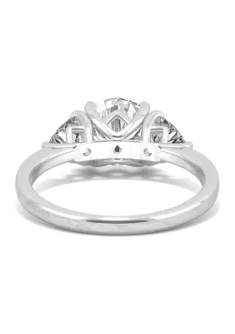3/4 ct. t.w. Lab Created Moissanite Three Stone Ring 14k White Gold