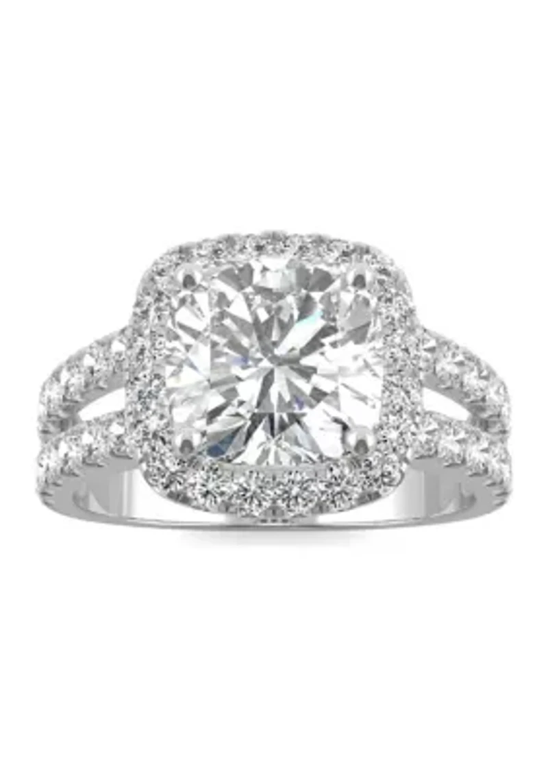 1/4 ct. t.w. Lab Created Moissanite Split Shank Halo Ring 14k White Gold