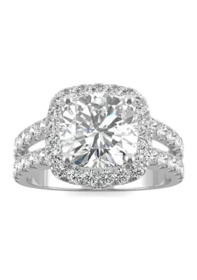 1/4 ct. t.w. Lab Created Moissanite Split Shank Halo Ring 14k White Gold
