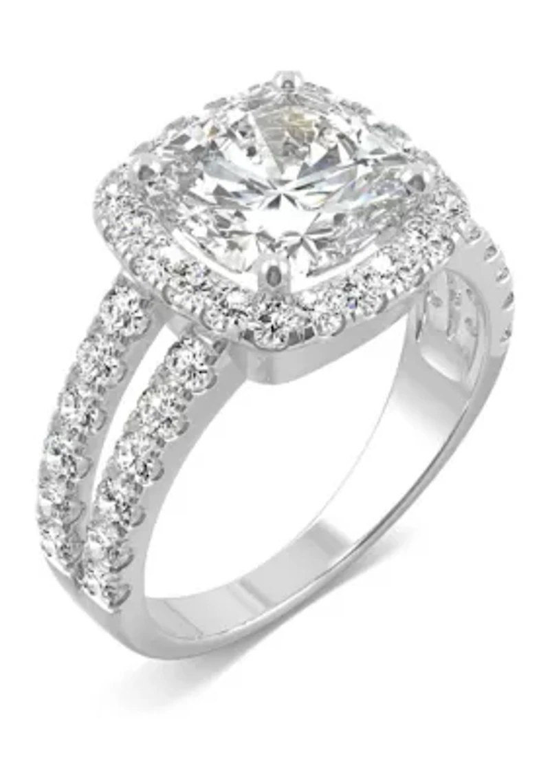 1/4 ct. t.w. Lab Created Moissanite Split Shank Halo Ring 14k White Gold
