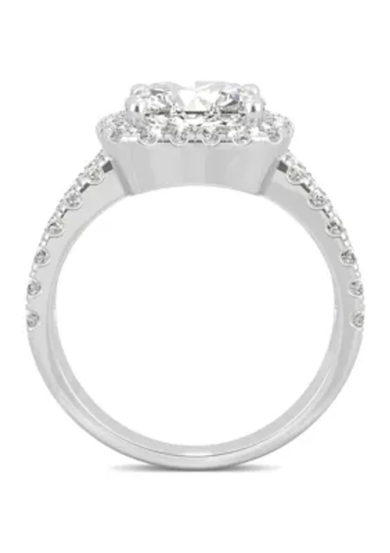 1/4 ct. t.w. Lab Created Moissanite Split Shank Halo Ring 14k White Gold