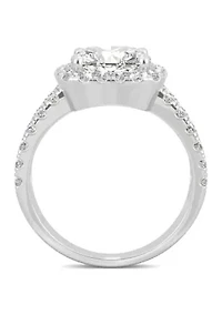1/4 ct. t.w. Lab Created Moissanite Split Shank Halo Ring 14k White Gold