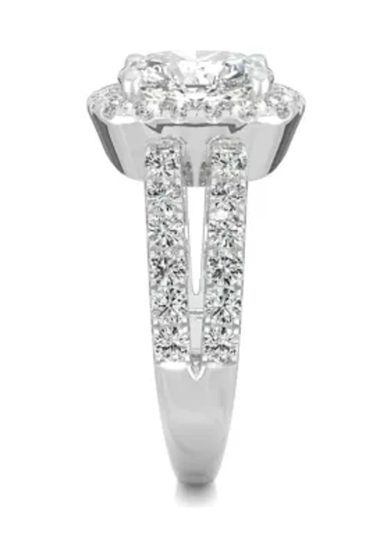 1/4 ct. t.w. Lab Created Moissanite Split Shank Halo Ring 14k White Gold