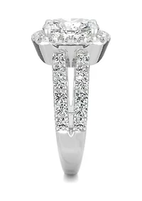 1/4 ct. t.w. Lab Created Moissanite Split Shank Halo Ring 14k White Gold