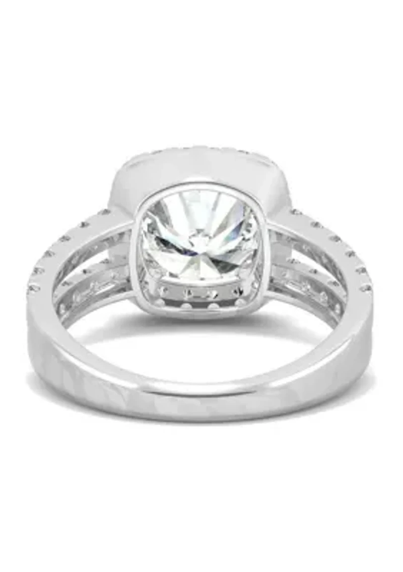 1/4 ct. t.w. Lab Created Moissanite Split Shank Halo Ring 14k White Gold