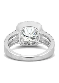 1/4 ct. t.w. Lab Created Moissanite Split Shank Halo Ring 14k White Gold