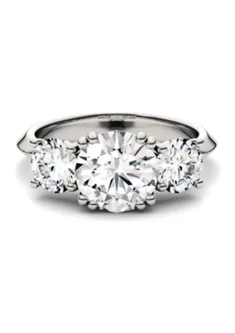 1/10 ct. t.w. Lab Created Moissanite Three Stone Ring 14k White Gold