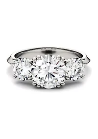 1/10 ct. t.w. Lab Created Moissanite Three Stone Ring 14k White Gold
