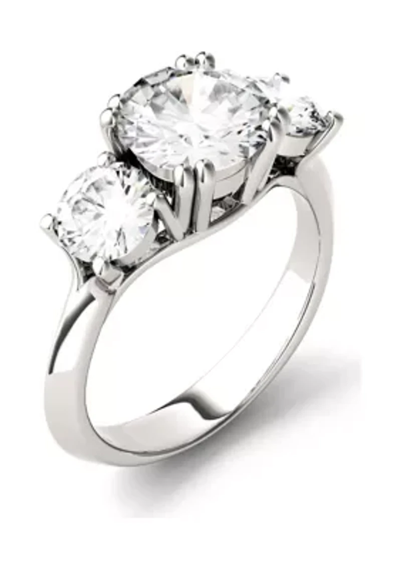 1/10 ct. t.w. Lab Created Moissanite Three Stone Ring 14k White Gold