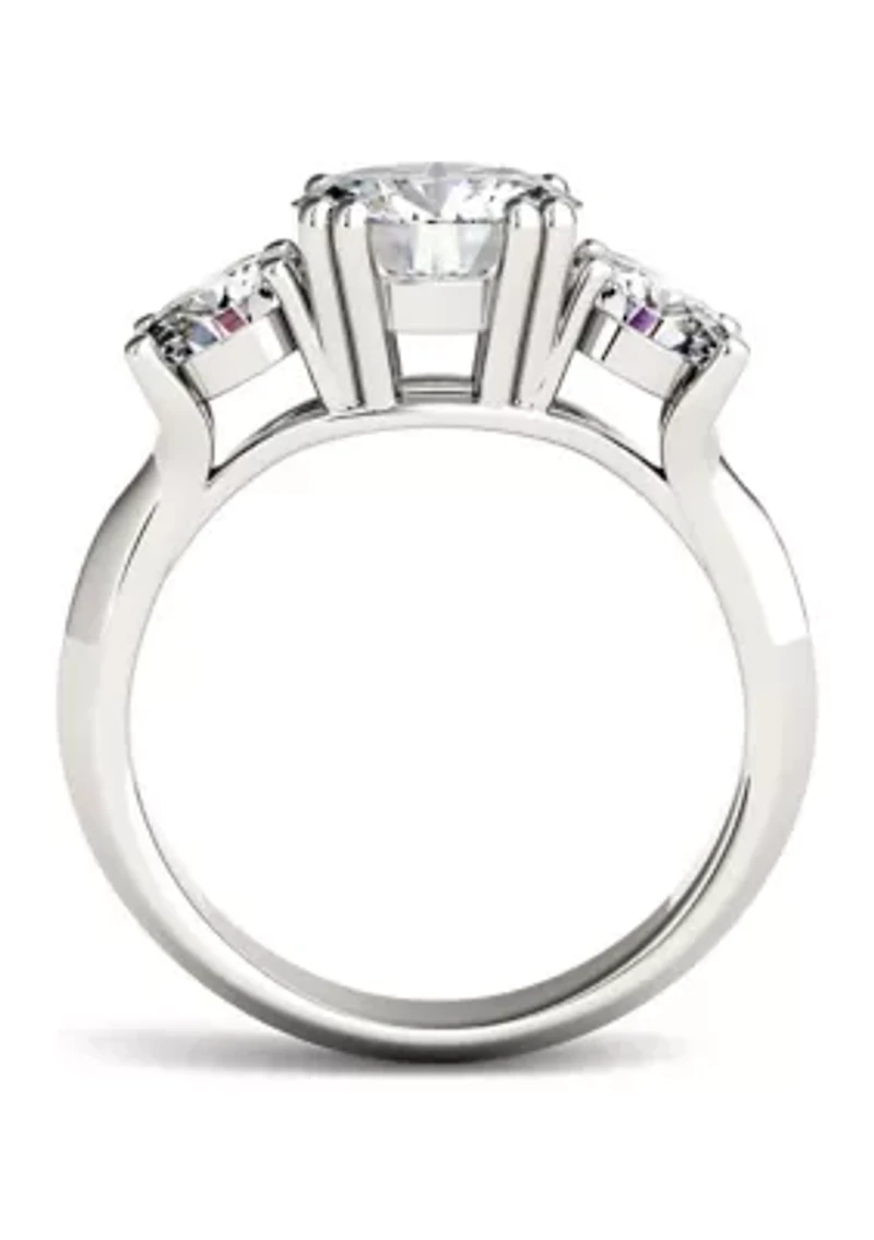 1/10 ct. t.w. Lab Created Moissanite Three Stone Ring 14k White Gold