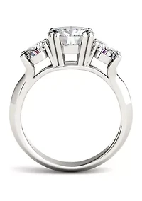 1/10 ct. t.w. Lab Created Moissanite Three Stone Ring 14k White Gold