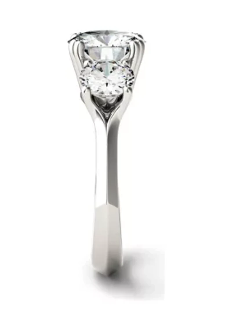1/10 ct. t.w. Lab Created Moissanite Three Stone Ring 14k White Gold