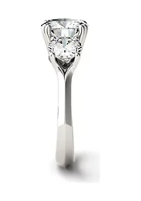1/10 ct. t.w. Lab Created Moissanite Three Stone Ring 14k White Gold