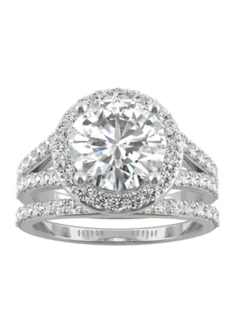 3/4 ct. t.w. Lab Created Moissanite Halo Bridal Set 14k White Gold
