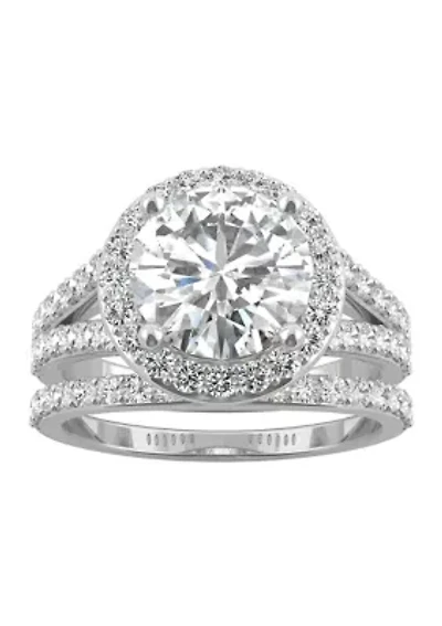 3/4 ct. t.w. Lab Created Moissanite Halo Bridal Set 14k White Gold