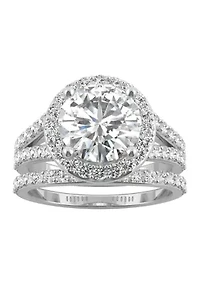 3/4 ct. t.w. Lab Created Moissanite Halo Bridal Set 14k White Gold