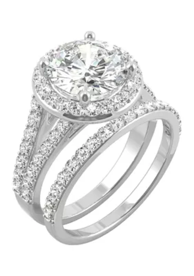 3/4 ct. t.w. Lab Created Moissanite Halo Bridal Set 14k White Gold