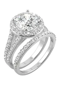 3/4 ct. t.w. Lab Created Moissanite Halo Bridal Set 14k White Gold