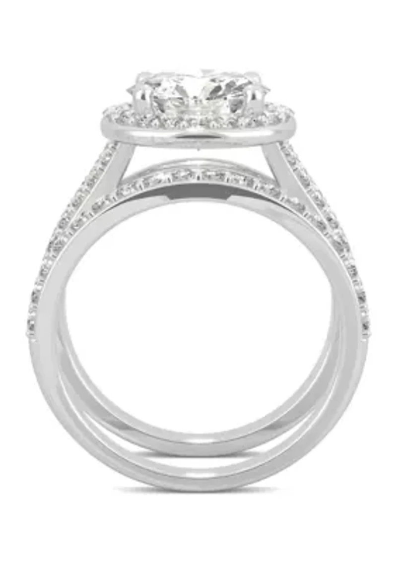 3/4 ct. t.w. Lab Created Moissanite Halo Bridal Set 14k White Gold