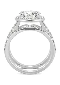 3/4 ct. t.w. Lab Created Moissanite Halo Bridal Set 14k White Gold