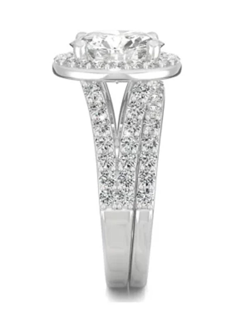 3/4 ct. t.w. Lab Created Moissanite Halo Bridal Set 14k White Gold