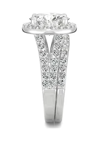3/4 ct. t.w. Lab Created Moissanite Halo Bridal Set 14k White Gold