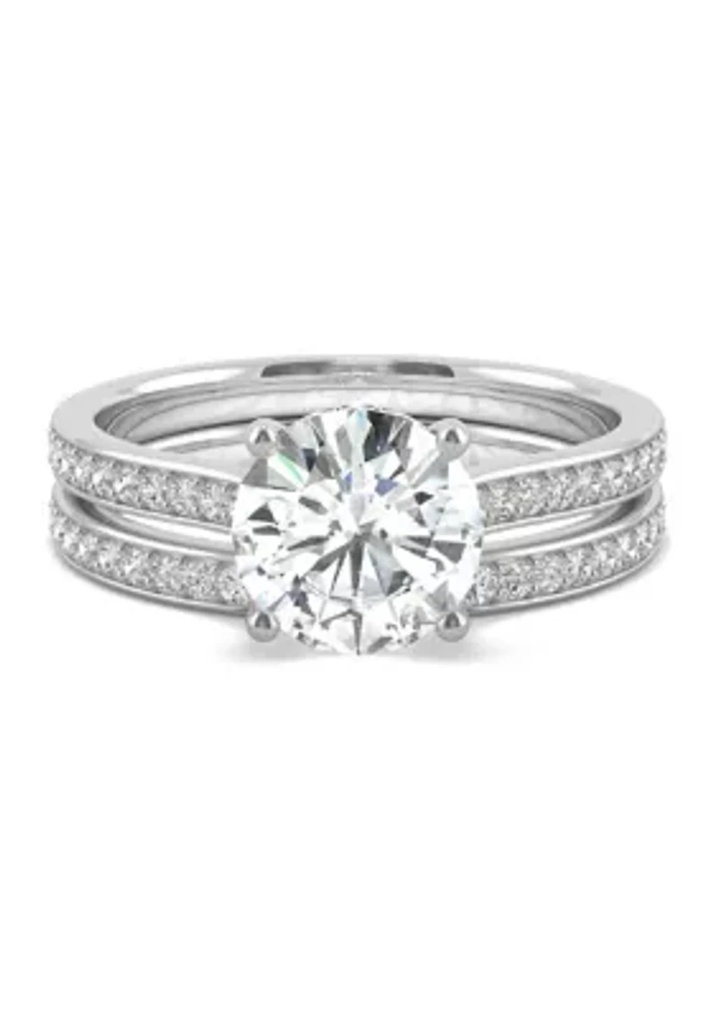 7/8 ct. t.w. Lab Created Moissanite Round Brilliant Bridal Set 14k White Gold