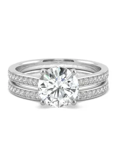 7/8 ct. t.w. Lab Created Moissanite Round Brilliant Bridal Set 14k White Gold