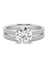 7/8 ct. t.w. Lab Created Moissanite Round Brilliant Bridal Set 14k White Gold