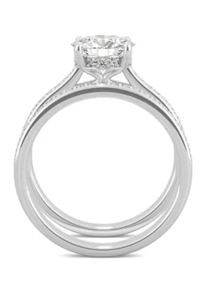 7/8 ct. t.w. Lab Created Moissanite Round Brilliant Bridal Set 14k White Gold