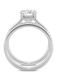 7/8 ct. t.w. Lab Created Moissanite Round Brilliant Bridal Set 14k White Gold