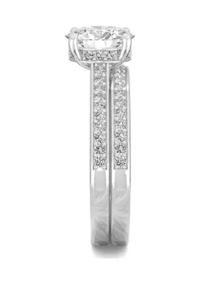 7/8 ct. t.w. Lab Created Moissanite Round Brilliant Bridal Set 14k White Gold