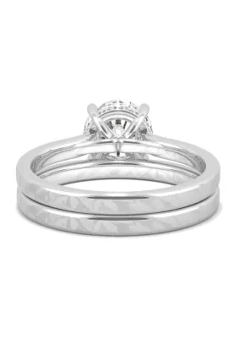 7/8 ct. t.w. Lab Created Moissanite Round Brilliant Bridal Set 14k White Gold