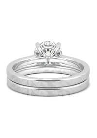 7/8 ct. t.w. Lab Created Moissanite Round Brilliant Bridal Set 14k White Gold